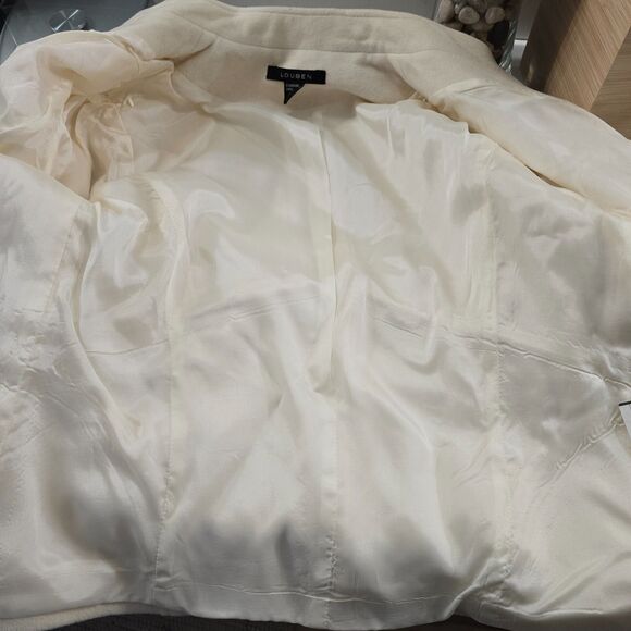 Vtg Wool Cashmere Blend Quiet Luxury Cream Minimalist Jacket Womens Sz 8 Louben - Picture 6 of 9
